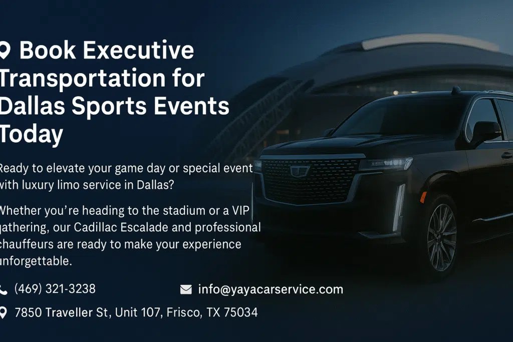 Dallas Cowboys VIP transportation with luxury SUV outside AT&T Stadium</p>
<p>